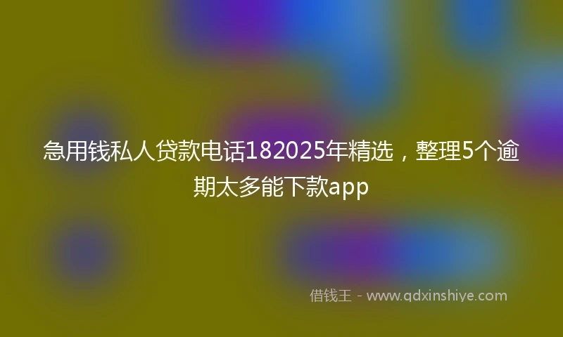 急用钱私人贷款电话182025年精选，整理5个逾期太多能下款app