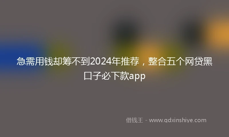 急需用钱却筹不到2024年推荐，整合五个网贷黑口子必下款app