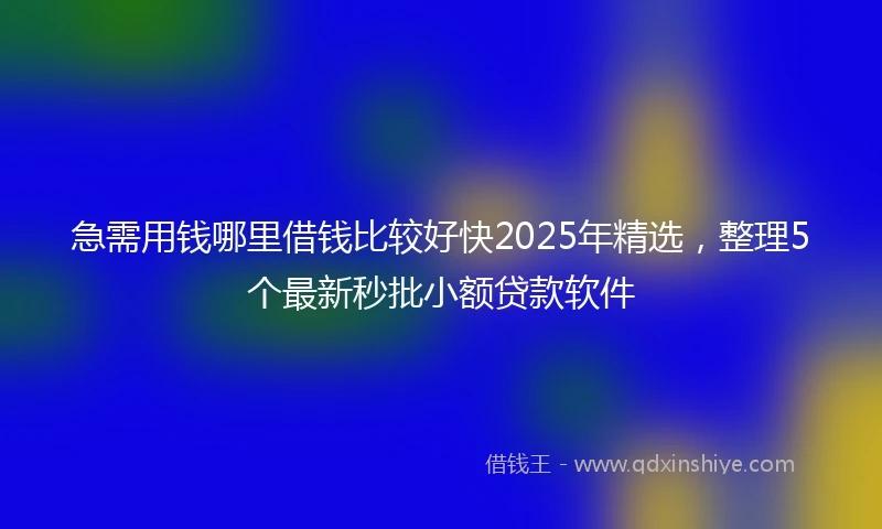 急需用钱哪里借钱比较好快2025年精选，整理5个最新秒批小额贷款软件