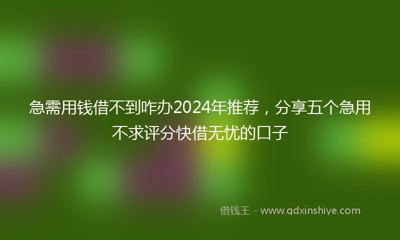 急需用钱借不到咋办2024年推荐，分享五个急用不求评分快借无忧的口子