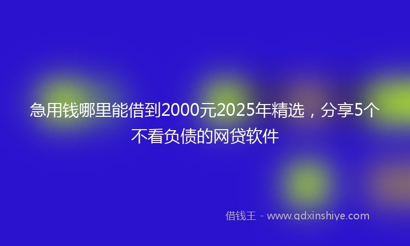 急用钱哪里能借到2000元2025年精选，分享5个不看负债的网贷软件