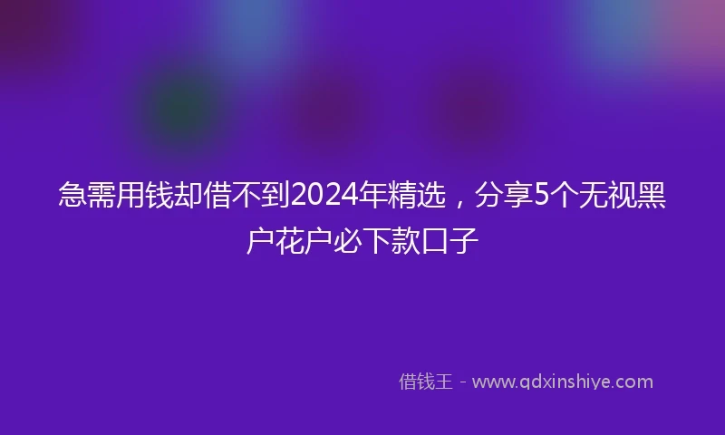 急需用钱却借不到2024年精选，分享5个无视黑户花户必下款口子