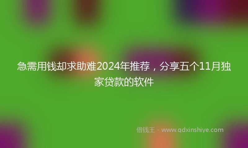 急需用钱却求助难2024年推荐，分享五个11月独家贷款的软件