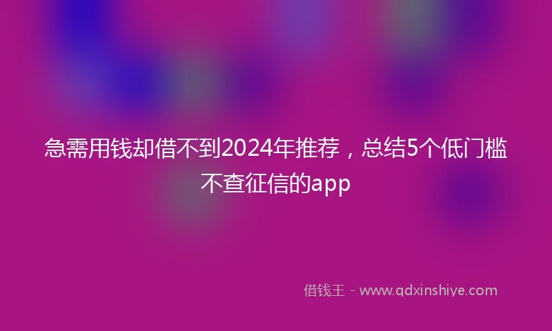 急需用钱却借不到2024年推荐，总结5个低门槛不查征信的app