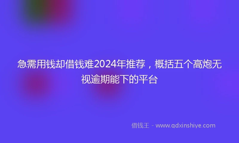 急需用钱却借钱难2024年推荐，概括五个高炮无视逾期能下的平台