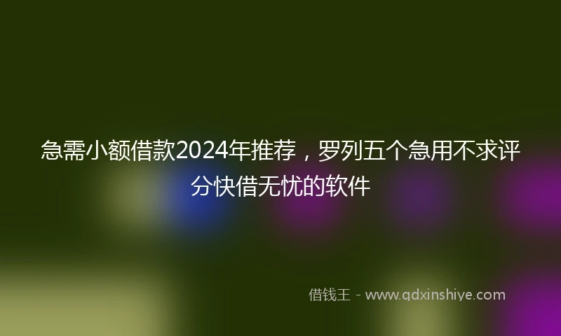 急需小额借款2024年推荐，罗列五个急用不求评分快借无忧的软件