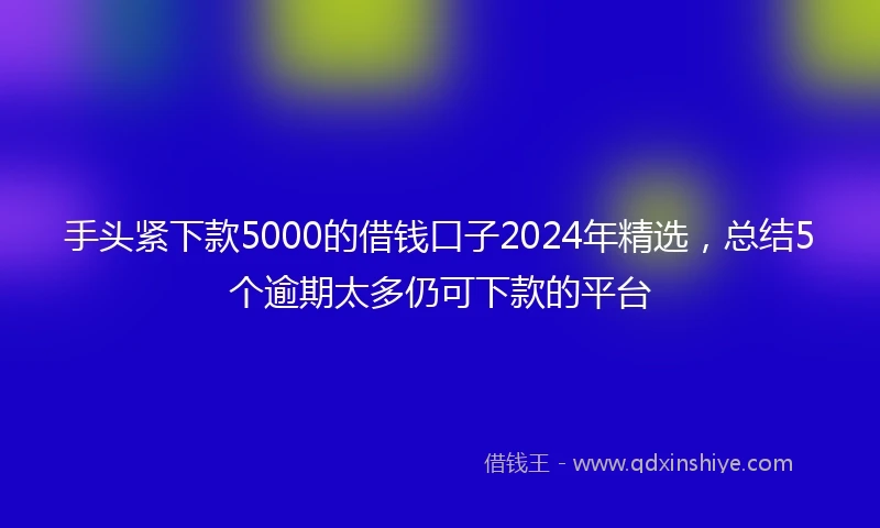 手头紧下款5000的借钱口子2024年精选，总结5个逾期太多仍可下款的平台
