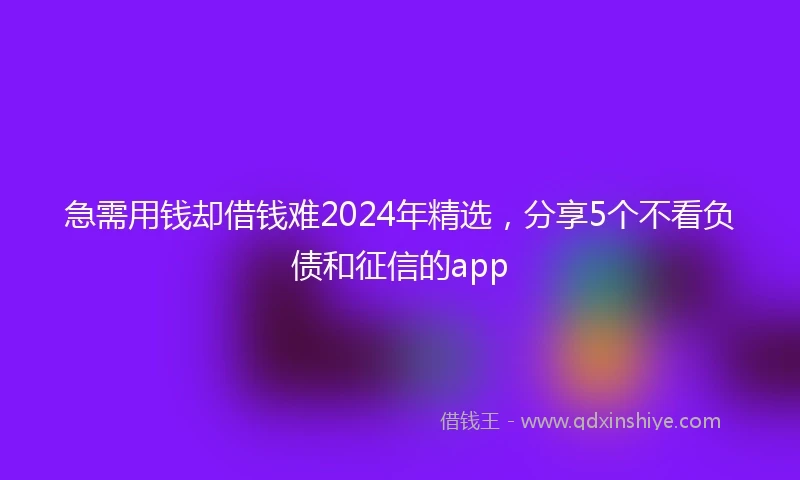 急需用钱却借钱难2024年精选，分享5个不看负债和征信的app