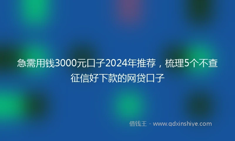 急需用钱3000元口子2024年推荐，梳理5个不查征信好下款的网贷口子