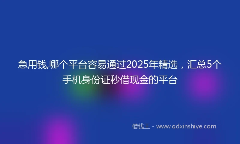急用钱,哪个平台容易通过2025年精选，汇总5个手机身份证秒借现金的平台