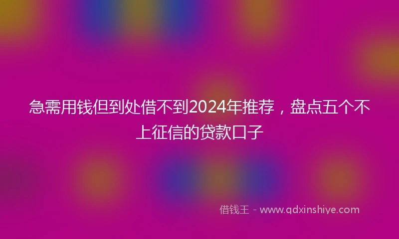 急需用钱但到处借不到2024年推荐，盘点五个不上征信的贷款口子