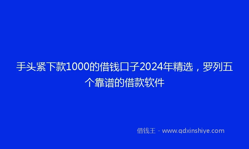 手头紧下款1000的借钱口子2024年精选，罗列五个靠谱的借款软件