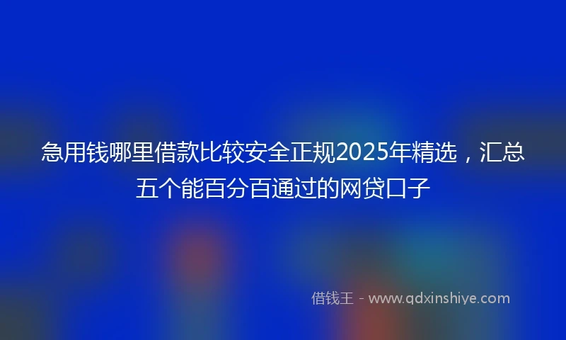 急用钱哪里借款比较安全正规2025年精选，汇总五个能百分百通过的网贷口子