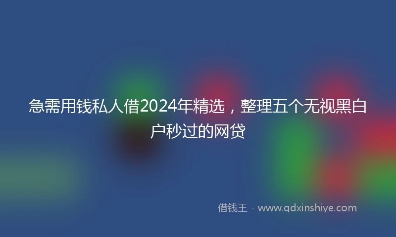 急需用钱私人借2024年精选，整理五个无视黑白户秒过的网贷