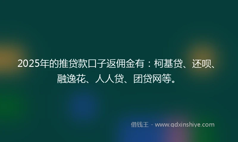 2025年的推贷款口子返佣金有：柯基贷、还呗、融逸花、人人贷、团贷网等。