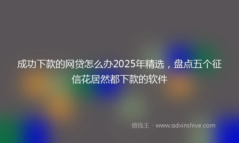 成功下款的网贷怎么办2025年精选，盘点五个征信花居然都下款的软件