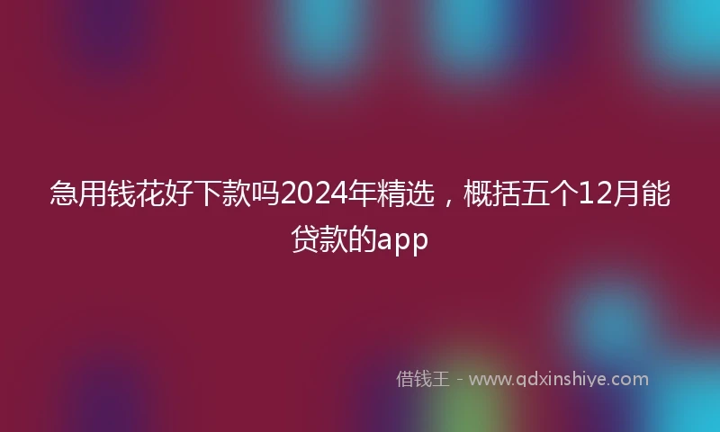 急用钱花好下款吗2024年精选，概括五个12月能贷款的app