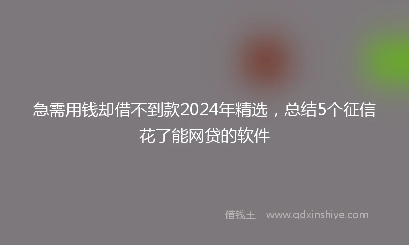急需用钱却借不到款2024年精选，总结5个征信花了能网贷的软件