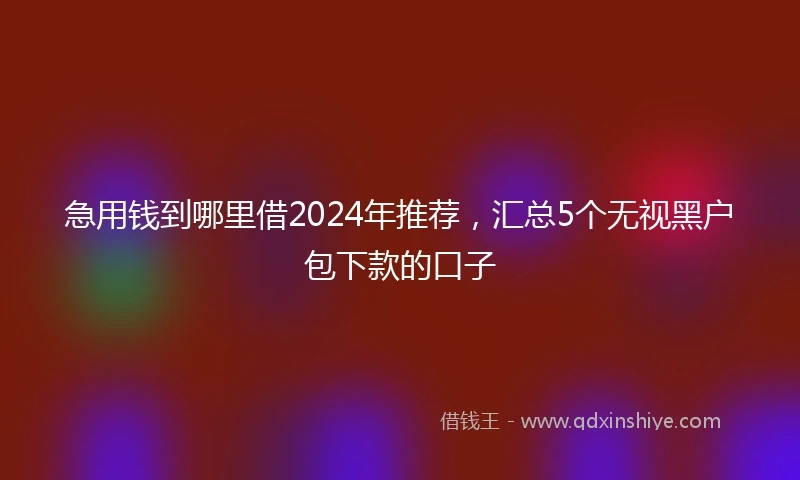 急用钱到哪里借2024年推荐,汇总5个无视黑户包下款的口子