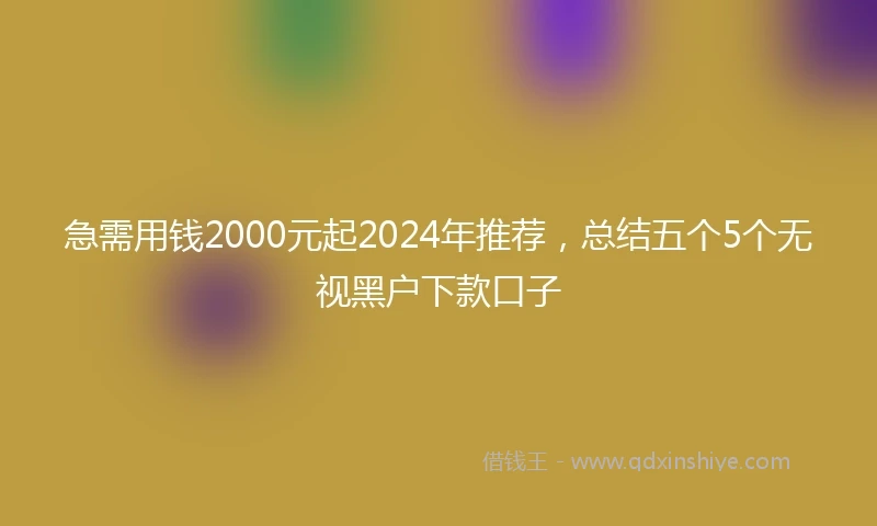 急需用钱2000元起2024年推荐，总结五个5个无视黑户下款口子