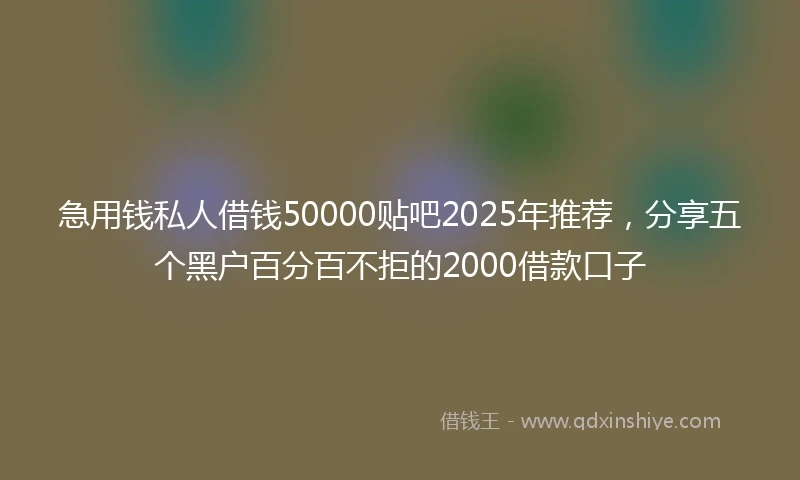 急用钱私人借钱50000贴吧2025年推荐，分享五个黑户百分百不拒的2000借款口子