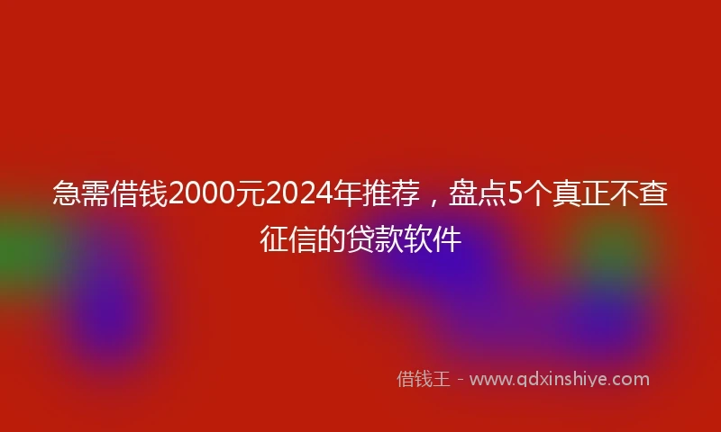 急需借钱2000元2024年推荐，盘点5个真正不查征信的贷款软件