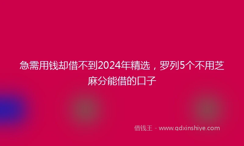 急需用钱却借不到2024年精选，罗列5个不用芝麻分能借的口子