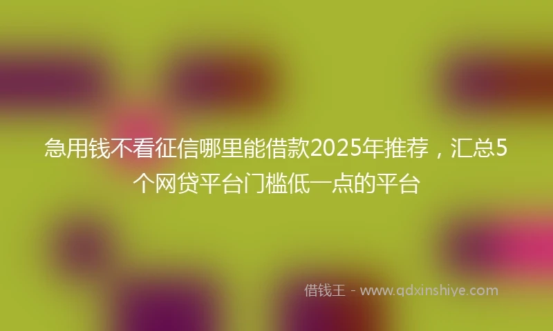 急用钱不看征信哪里能借款2025年推荐，汇总5个网贷平台门槛低一点的平台