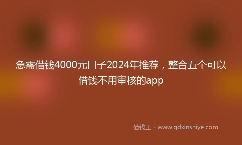 急需借钱4000元口子2024年推荐，整合五个可以借钱不用审核的app