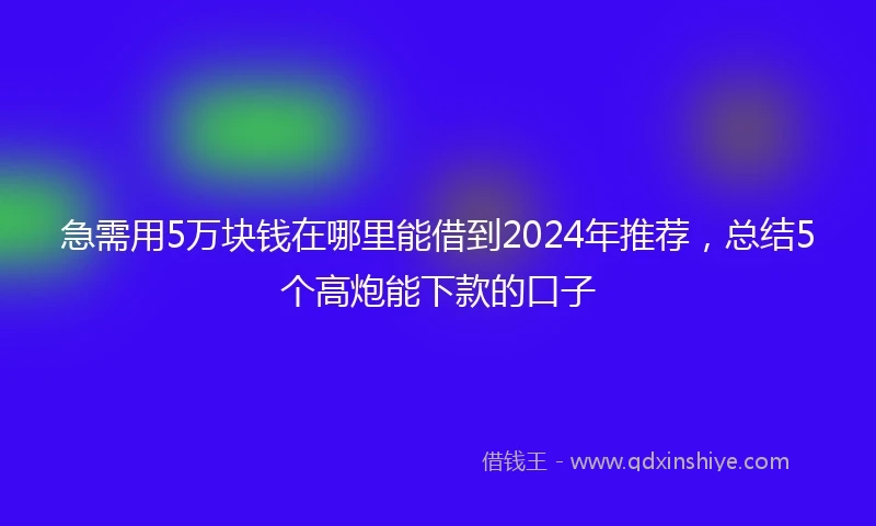 急需用5万块钱在哪里能借到2024年推荐，总结5个高炮能下款的口子