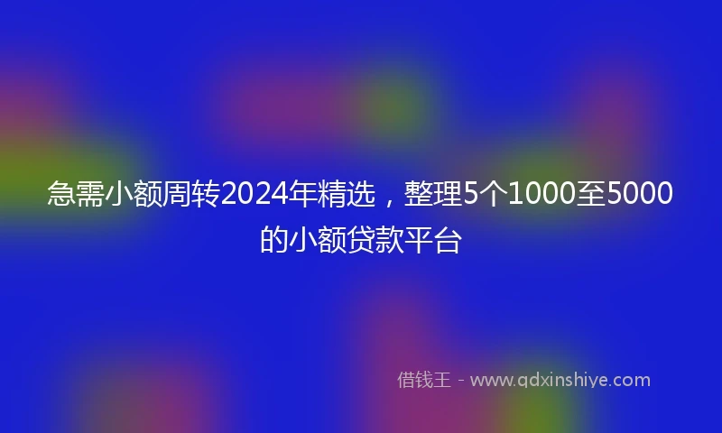 急需小额周转2024年精选，整理5个1000至5000的小额贷款平台