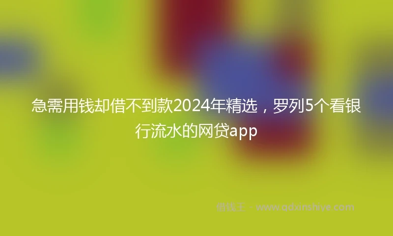 急需用钱却借不到款2024年精选，罗列5个看银行流水的网贷app