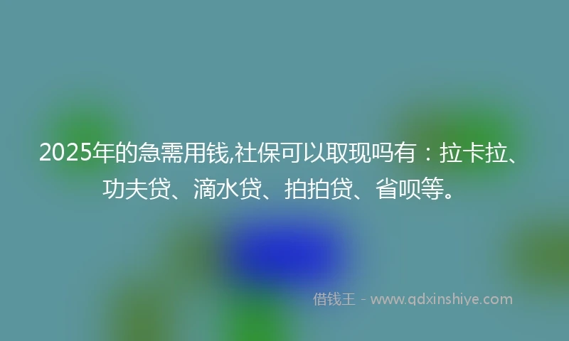 2025年的急需用钱,社保可以取现吗有：拉卡拉、功夫贷、滴水贷、拍拍贷、省呗等。