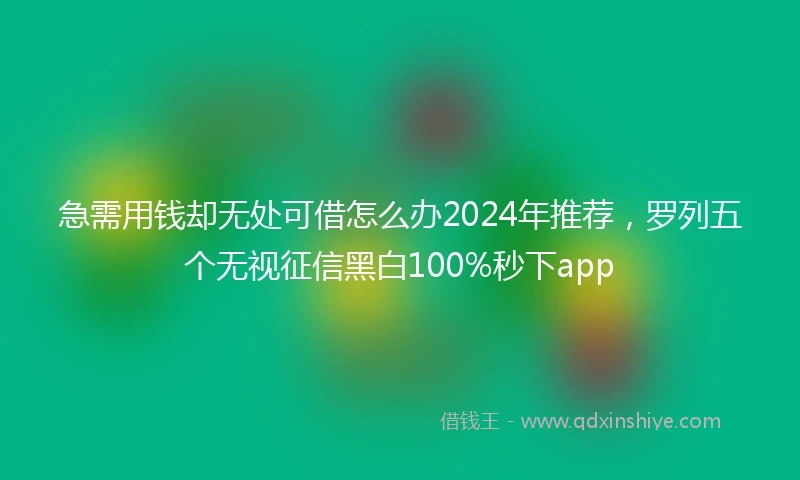 急需用钱却无处可借怎么办2024年推荐，罗列五个无视征信黑白100%秒下app