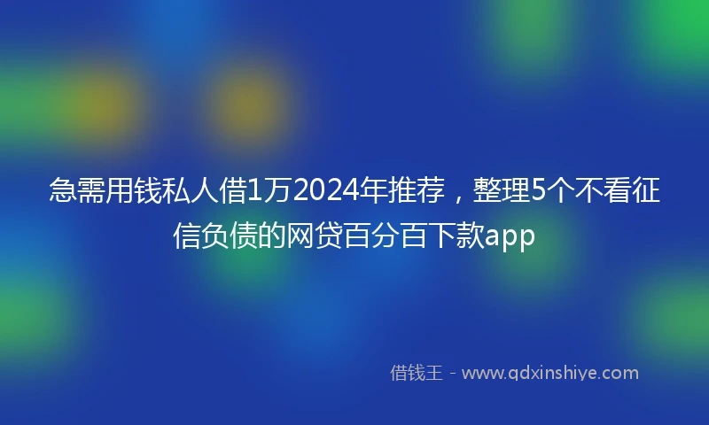 急需用钱私人借1万2024年推荐，整理5个不看征信负债的网贷百分百下款app