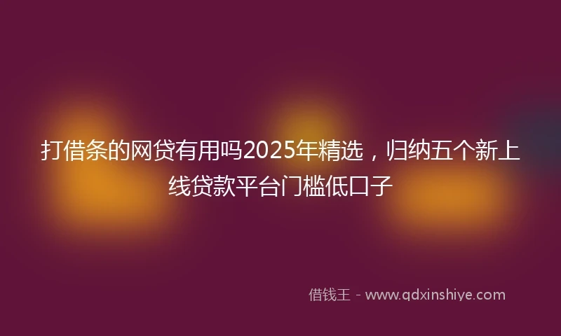 打借条的网贷有用吗2025年精选，归纳五个新上线贷款平台门槛低口子