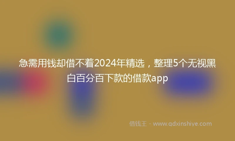 急需用钱却借不着2024年精选，整理5个无视黑白百分百下款的借款app