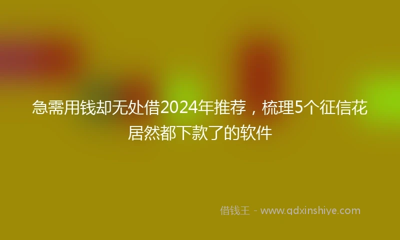 急需用钱却无处借2024年推荐，梳理5个征信花居然都下款了的软件