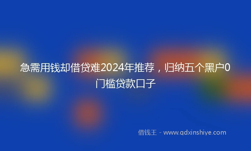 急需用钱却借贷难2024年推荐，归纳五个黑户0门槛贷款口子