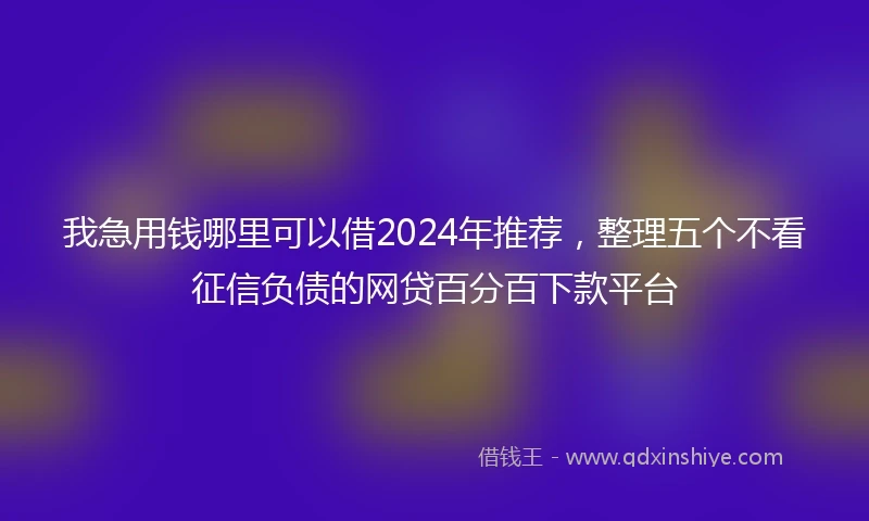 我急用钱哪里可以借2024年推荐，整理五个不看征信负债的网贷百分百下款平台