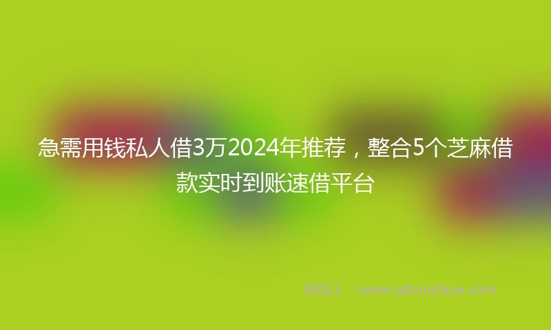 急需用钱私人借3万2024年推荐，整合5个芝麻借款实时到账速借平台