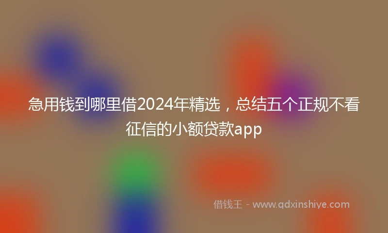 急用钱到哪里借2024年精选，总结五个正规不看征信的小额贷款app