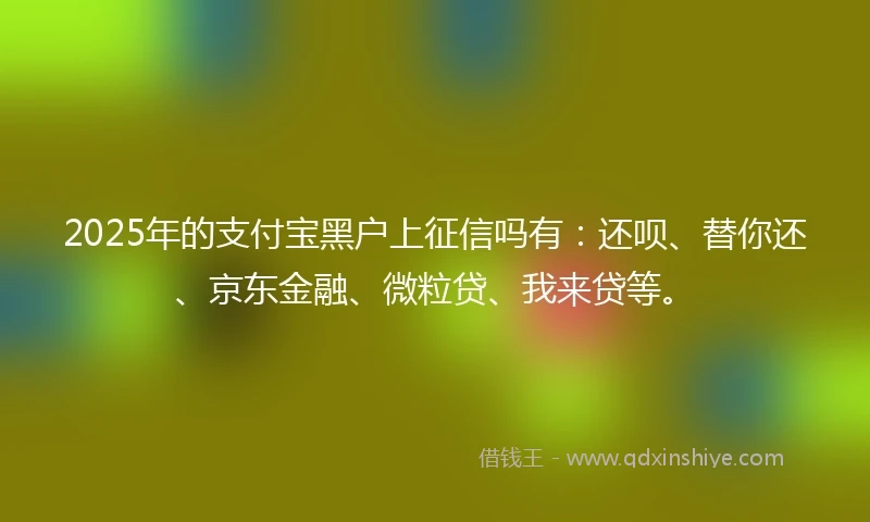 2025年的支付宝黑户上征信吗有：还呗、替你还、京东金融、微粒贷、我来贷等。