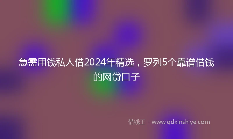 急需用钱私人借2024年精选，罗列5个靠谱借钱的网贷口子