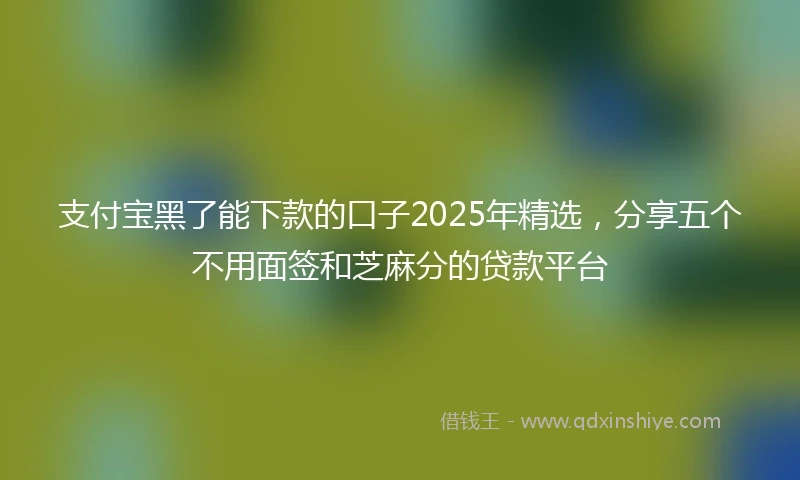 支付宝黑了能下款的口子2025年精选，分享五个不用面签和芝麻分的贷款平台