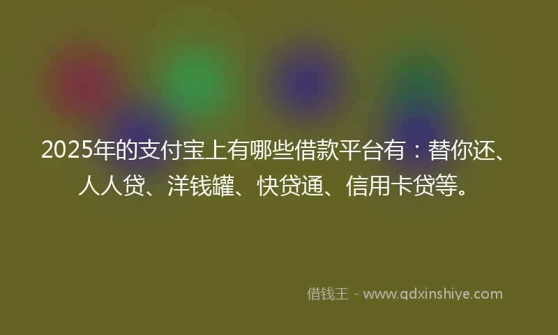 2025年的支付宝上有哪些借款平台有：替你还、人人贷、洋钱罐、快贷通、信用卡贷等。