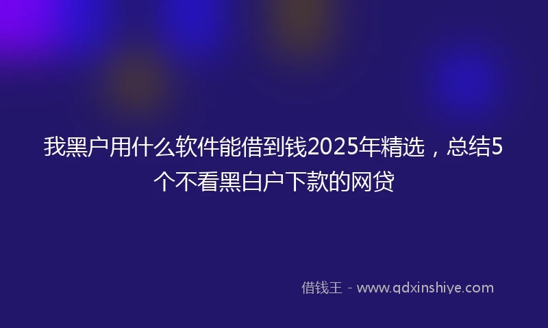 我黑户用什么软件能借到钱2025年精选，总结5个不看黑白户下款的网贷