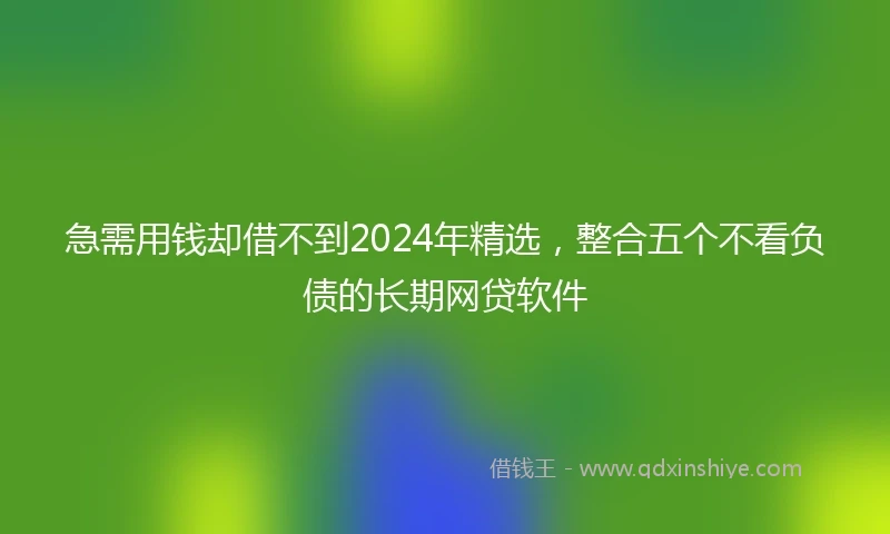 急需用钱却借不到2024年精选，整合五个不看负债的长期网贷软件