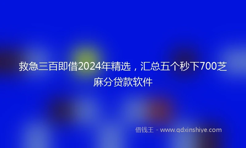 救急三百即借2024年精选，汇总五个秒下700芝麻分贷款软件