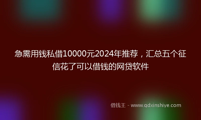 急需用钱私借10000元2024年推荐，汇总五个征信花了可以借钱的网贷软件